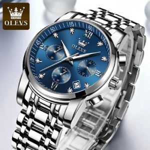 OLEVS Mens Chronograph Stainless Steel Watch